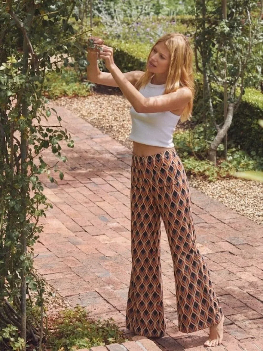 Free People Multicolor Geometric Bootcut Pants - Black, Brown, Orange